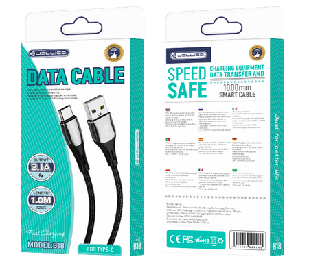 JELLICO Kabel B18 USB-C 3.1A 1M schwarz