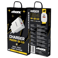 MOONX wall charger MC04 PD 20W 1xUSB-C + 1xUSB QC3.0 White