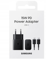 Original wall charger Samsung 15W + cable USB-C - USB-C EP-T1510XBEGEU Black (blister EU)