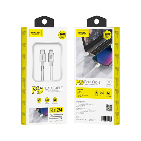 FONENG kabel X31 USB-C - Lightning PD 20W 2M Biały