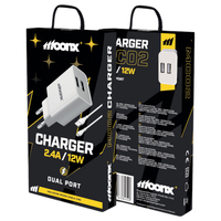 MOONX wall charger MC02 2.4A 12W 2xUSB + cable Micro White