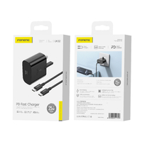 FONENG wall charger EU51 GaN PD 25W 1xUSB-C + cable USB-C - USB-C Black