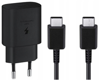 Original wall charger Samsung 25W + cable USB-C - USB-C EP-TA800 GP-PTU021SOABQ Black (bulk EU)