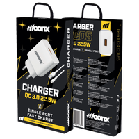 MOONX Netz-Ladegerät MC05 22,5W 1xUSB QC3.0 + Kabel Lightning weiss