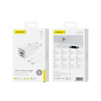 FONENG wall charger EU71 PD 30W 1xUSB-C + 1xUSB QC3.0 + cable USB-C - USB-C White