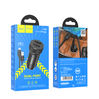 HOCO car charger Z49 2.4A 2xUSB + cable Micro USB Black