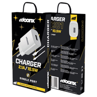 MOONX Netz-Ladegerät MC01 2.1A 10.5W 1xUSB + Kabel Lightning weiss