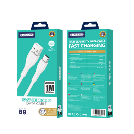 JELLICO Kabel B9 USB-C 3.1A 1M weiss