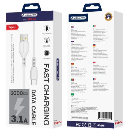 JELLICO Kabel KDS-32 USB-C USB 3.1A 2M weiss