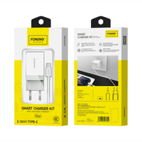 FONENG wall charger K210 2.1A 10W 1xUSB + cable USB-C White