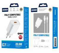 JELLICO Netz-Ladegerät C7 22.5W 1xUSB QC3.0 + Kabel Lightning weiss