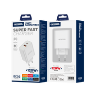 JELLICO wall charger multi-compatible EC02 PD 120W 1xUSB-C + 1xUSB QC3.0 White