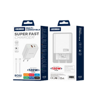 JELLICO ładowarka sieciowa multi-kompatybilna EC02 PD 120W 1xUSB-C + 1xUSB QC3.0 + kabel USB-C - USB-C Biały