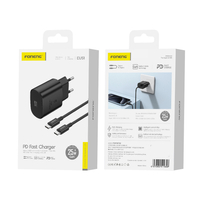 FONENG Netz-Ladegerät EU51 GaN PD 25W 1xUSB-C + Kabel USB-C - USB-C schwarz