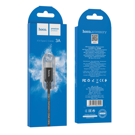 HOCO kabel X14 USB-C 3.1A 2M Czarny