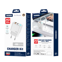 JELLICO wall charger EU11 PD 20W 1xUSB-C + 1xUSB QC3.0 + cable USB-C - Lightning White
